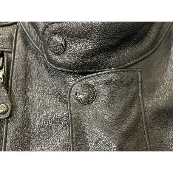 VTG Harley Davidson Motorcycle Black Leather Insulated Vented Biker Jacket XL - Picture 2 of 11
